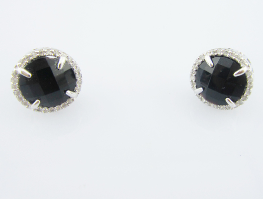 Schwarzes Agat Sterling Silber 925 Classic Dangle Ohrringe Set mit AAA-Klasse Kubik Zirkonia Echt Silber Schmuck Sets