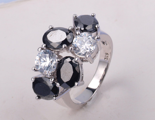 925 Silber-Schwarz-Agat-Steinringe für Frauen Unisex-Casual-Party-Jubiläum - verschiedene Formen erhältlich