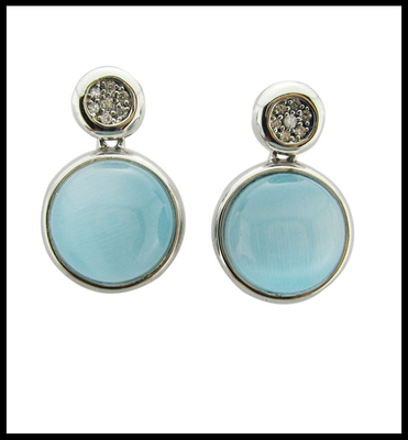 Rhodium überzogen Herz geformte Edelstein Ohrringe Lapis Lazuli Kubik Zirkonia Casual / Party Stil