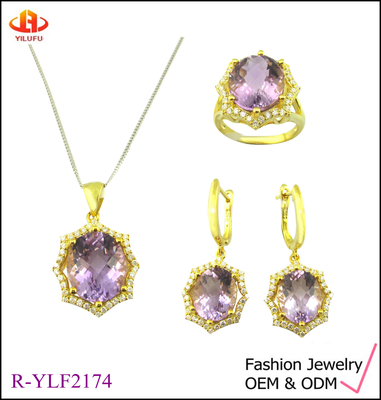Klassisches Silber 925 Schmuckset mit AAA Cz Stein Dangle Anhänger
