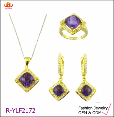 AAA CZ Bezel Set Sterling Silber Anhänger Halskette Rhodium Plattiert Klassik Schmuck Set