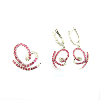 925 Silberschmuckset mit Custom Logo Bezel Pave Prong Einstellungen und CZ Steine