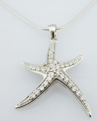 Patrick Star angepasster Anhänger Kubischer Zirkon Silber CZ Patrick Star Anhänger Perlen Halskette