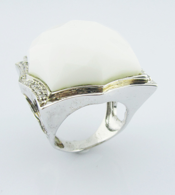 925 Sterling Silber Unregelmäßige Form Weißagathringe für Frauen Sterling Silberringe mit Steinen