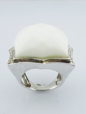 925 Sterling Silber Unregelmäßige Form Weißagathringe für Frauen Sterling Silberringe mit Steinen
