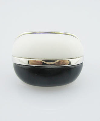 Oval 925 Silber Edelstein Ringe für Gelegenheits- und Jubiläumsfeiern Schwarze Agate & Weiße Agate Sterling Silberringe