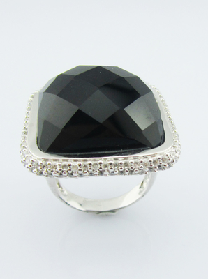 925 Sterling Silber Ringe mit schwarzem Agat Edelsteinen Silber Edelstein Ringe Sterling Silber Liebesring