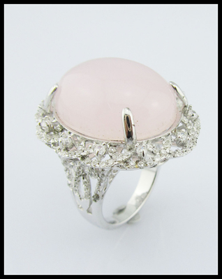 Handwerkerhandwerk 925 Silber Rose Quarz Ringe mit 5~8g Silber Gewicht Zweitzweckring Sterling Silber Blumenring Einzigartig