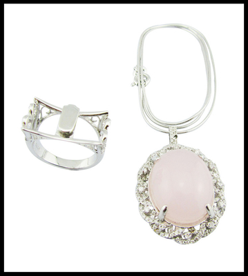 Handwerkerhandwerk 925 Silber Rose Quarz Ringe mit 5~8g Silber Gewicht Zweitzweckring Sterling Silber Blumenring Einzigartig