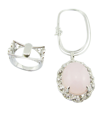Handwerkerhandwerk 925 Silber Rose Quarz Ringe mit 5~8g Silber Gewicht Zweitzweckring Sterling Silber Blumenring Einzigartig