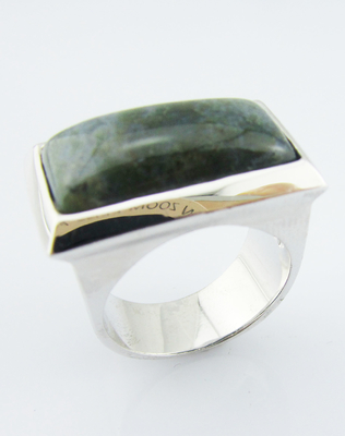 925 Sterling Silber Runde Edelsteinringe mit grünem Jade Sterling Silber Verlobungsring Große Sterling Silberringe