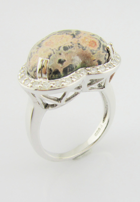 925 Silber-Göttlicher Edelstein-Ring mit 20-30 mm Hauptstein Sterling-Silber-Gravurring Sterling-Silber-Herzring