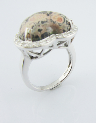 925 Silber-Göttlicher Edelstein-Ring mit 20-30 mm Hauptstein Sterling-Silber-Gravurring Sterling-Silber-Herzring