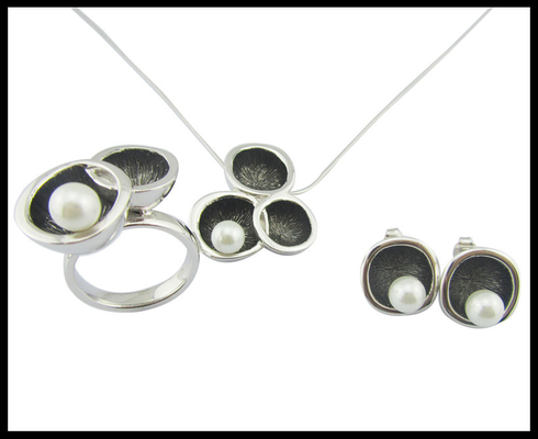 Perlenrunder Weiß Perlenklassiker Silber 925 Schmuck mit AAA CZ und Rhodium Plattierung Sterling Silber Hochzeit