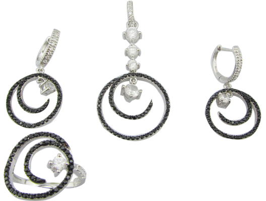 Rhodiumplattiert Silber 925 Schmuckset mit 7 US-Größe Ring jetzt