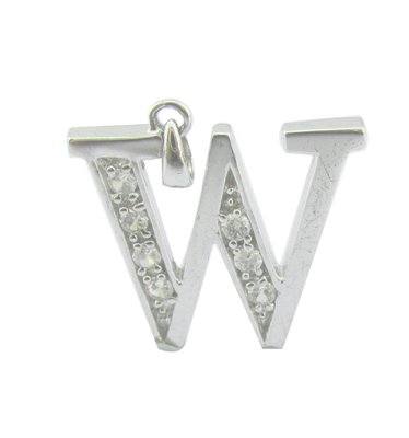W Brief Schmuck Zubehör 925 Silber CZ Anhänger Für Sommer Urlaub sieht Alphabet Alphabet Anhänger