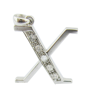 Glanzendes ABCDEFGHIJK;MNOPQRSTUVWXYZ Alphabet-Halsband aus 925 Silber mit Zirkonsteinen