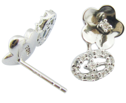Vintage 925 Silber CZ Ohrringe Nickelfrei für Gelegenheitszeiten Einfacher Stil süße Sterling Silber Ohrringe kleines Silber