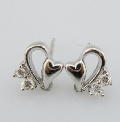 Herz Ohrring Stud Schmuck Art Dekorativ Silber Schmuck Sterling Silber Ohrringe mit CZ Frauen Silber Ohrring niedlich
