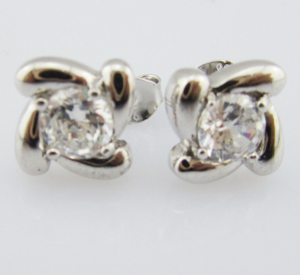 Swirl Silber Weißer Stein Farbe 925 Sterling Ohrringe Kubisches Zirkonia Kleines Swirl Silber Post Ohrringe reines Ohrringe