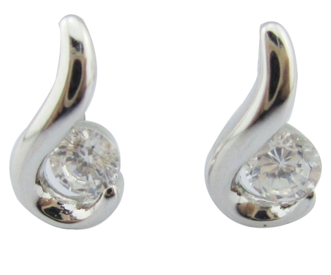Swirl Silber Weißer Stein Farbe 925 Sterling Ohrringe Kubisches Zirkonia Kleines Swirl Silber Post Ohrringe reines Ohrringe