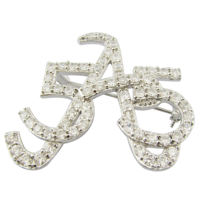 Leichte und komplizierte 925 Silber Pin Broche mit CZ Sterling Silber Broche Ihre Handtasche Broche Design