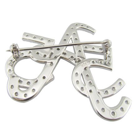 Leichte und komplizierte 925 Silber Pin Broche mit CZ Sterling Silber Broche Ihre Handtasche Broche Design