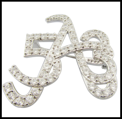 Komplexe klassische 925 Silber CZ Runde Brosche für Jubiläumsgespräch Cz Brosche Schöne Geschenkbox