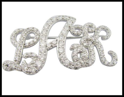 925 Silber CZ Brosche mit komplizierten Gravuren Für formelle Anlässe Jemand Besonderer Sterling Silber Brosche