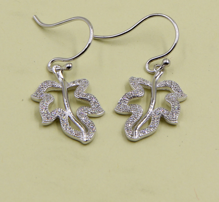 Blätter Dangle Ohrring Sterling Silber Stud Ohrringe mit Kubik Zirkonia Sterling Silber Tropfen Ohrringe reines Silber Ohrringe