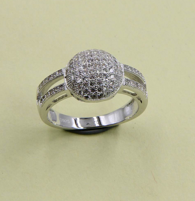 Verkleidungsstücke AAA Kubischer Zirkonia Runde Form Runde Kugelringe In 925 Sterling Silber Kühle Silberringe Kugelring