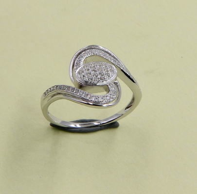Swirl Elegant Glanz Rund CZ Diamant simulierte Cocktail Swirl Ring 925 Silber Mädchen Hochzeitstag