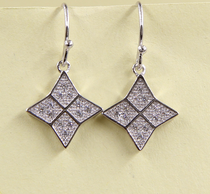 925 Sterling Silber Vierblätterklee-Ohrringe mit Kubik Zirkonia Steine Dangle Ohrring einzigartige CZ hohe Qualität