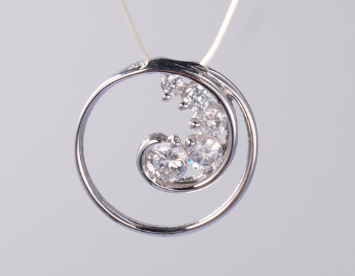 Geometrische Serie Runder Fein 925 Silber CZ Geometrischer Anhänger Anpassbar mit 46cm Kette 925 Silber CZ Anhänger