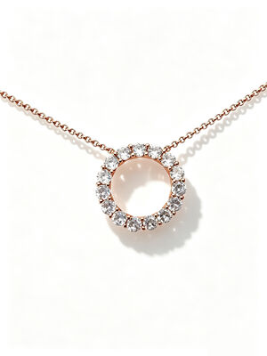 925 Silver CZ Pendant 0 shape Featuring White AAA CZ Stones Solitaire Open 0 Circle Design Rhodium Plated Mirror Polished Finish Dainty Jewelry 20.5mm Diameter ，White Rhodium， 3.5mm Round AAAAA Stone