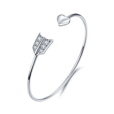 Der Rhodium überzogenen Amoren Weißgold-Armband-Frauen der Pfeil-des Armband-3.0mm