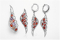 Weiße CZ roter Ruby Dangle Earrings Sterling Silver Wing Shaped