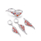Weiße CZ roter Ruby Dangle Earrings Sterling Silver Wing Shaped