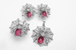 Sterling Silver Spider Web Pendant roter Ruby Swarovski Gemstone Necklace