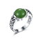 Heilsteine 925 silberne Edelstein-Ringe 9x12mm ovale weiße Jade Carved Ring Band