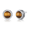 Rhodium überzog 925 Sterling Silver Gemstone Earrings Round Tiger Stone Earrings
