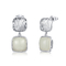 Geschnitzte 925 birnenförmige weiße Jade Sterling Silver Gemstone Earringss 5.63g