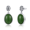Oval-Grün-Jade 1.54g 925 Sterling Silver Gemstone Earrings 9x10mm