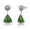 Cabochon 925 Rechteck-Grün-Jade Sterling Silver Gemstone Earringss 7x12mm