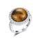 925 Sterling Silver Gemstone Bracelet Rhodium überzogen Tiger Eye Stone Bracelet