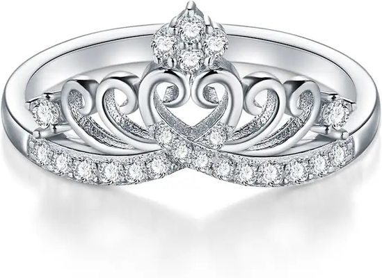 2.0mm Hauptsilberner Verlobungsring stein-925, Kronen-geformte Verpflichtung Ring For Women