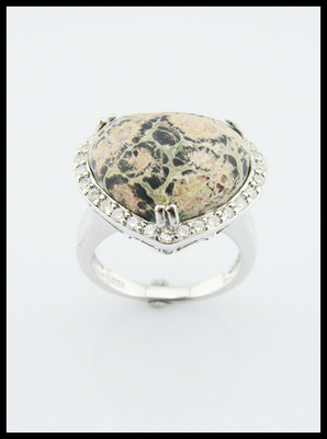 925 Silber-Göttlicher Edelstein-Ring mit 20-30 mm Hauptstein Sterling-Silber-Gravurring Sterling-Silber-Herzring