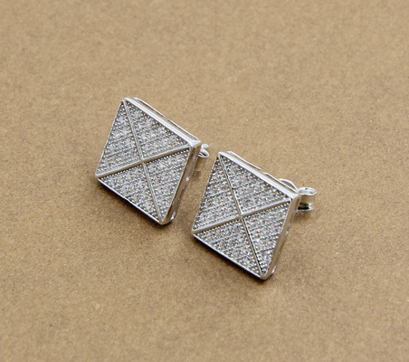 AAA CZ Solitaire Stud Ohrringe aus Sterling Silber für Schmuck Herstellung von Quadrat Ohrringe aus Sterling Silber Kubikzirkonium