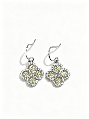 2026 New Hot Summer 925 Silber CZ Ohrring Draht/Ohrring Haken mit Apfel Grün und Weiß AAA CZ Steine, Rund Glücksblumen Kreis Ohrring Schmuck Rhodium Plattiert für den klassischen Look, Apfel Grün CZ Schmuck