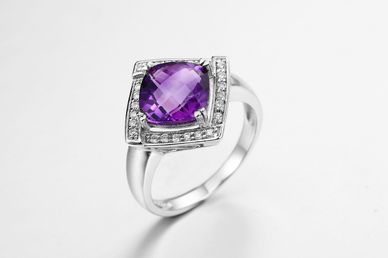Silberne Edelstein-Ringe AAA 925 mit Amethyst-Stein 4.1g